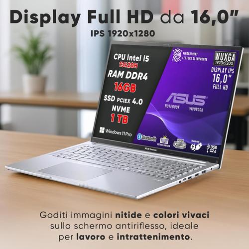 ASUS VivoBook i5 13420H, RAM DDR4 16 Go, SSD 1 To PCI-e 4.0, écran IPS WUXGA