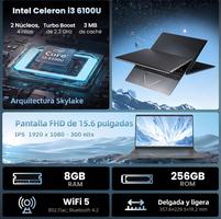Kayoote 15.6 Inch, Processor i3-6100U Business, 8GB DDR3 256GB SSD Students, Win 11 Pro, Fingerprint, USB 3.0, HDMI, WiFi, BT, RGB Backlit Keyboard