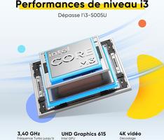 18.5" 24 Go de RAM, SSD 1 to, processeur Double cœur m3-8100Y jusqu'à 3,4 GHz, HDMI, RJ45, Grand écran, Win 11, Le télétravail, Le multitâche et Le Divertissement