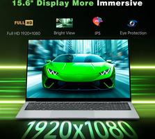 15,6 Pulgadas, Win 11 Celeron N4000 8GB RAM 256GB SSD, Pantalla FHD IPS Abatible 180°, Mini HDMI, USB 3.0, WiFi 5, BT4.2, Delgada para Estudiantes