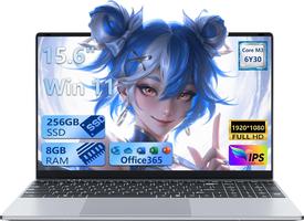 15.6 Inch, Win 11 8GB RAM 256GB SSD, with Core M3 6Y30 Processor, Slim 180° Flip FHD Display Mini-HDMI 2*USB3.0 WiFi5 BT4.2