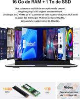 Ninkear 16" 2560×1600 120Hz, 7430U Jusqu’à 4,3 GHz, 16 Go RAM 1 to SSD NVME, Écran Mat 100% sRGB, Polyvalent