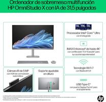 HP OmniStudio X All-in-One 27 FHD (Procesador Intel 5-125H, 16GB RAM, 1TB SSD, Gráfica Intel ARC, Windows 11) Teclado QWERTY Español Silver
