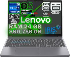 Lenovo IDEAPAD Intel i5-13420H 10 Coeurs 4.9Ghz, RAM 24Go DDR5, SSD 756Go, 15,6 FULLHD, WiFi6E, Empreinte Digitale, So français Pro, déjà configuré, Clavier rétroéclairé AZERTY, Mouse