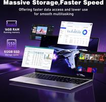 FUNYET, 2026 Nouveau 15.6 Pouces 16Go RAM 512Go SSD Soutien TF 1To Win11 Pro Processeur 4425Y 5000mAh IPS 1920×1080 HDMI, USB3.0, WiFi 5, BT 4.2 Webcam Clavier QWERTY