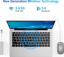 PINSTONE de 14,1 Pulgadas, Dual-Core, 6 GB RAM, 128 GB SSD, UHD 1366 x 768, diseño sin Ventilador, Wi-Fi 5G, Teclado de Membrana, ratón Incluido