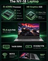 FUNYET 2026 15,6 Pulgadas i5-6200U (hasta 2,80 GHz), 16 GB RAM 1TB SSD con Win 11, WiFi 5, BT 4.2, USB 3.0, Mini HDMI, Type-C, 5000 mAh Batería y Teclado Retroiluminado
