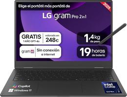 LG gram 16T90TP-K.AD88B Convertible 16 Inch Intel Core Ultra7 255H, 32 GB RAM, 1TB SSD, Multi-Touch OLED Panel, WQXGA+, 1.5g, 19 Hours, Windows 11 Home, QWERTY Keyboard