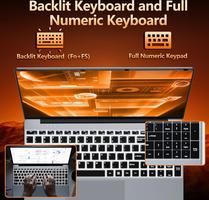 15.6 Pouces, Win 11 8Go RAM 256Go SSD, Core M3 6Y30 Processor, Clavier Rétroéclairé, fin et léger avec écran FHD Pivotant à 180° Mini-HDMI 2*USB3.0 WiFi5 BT4.2