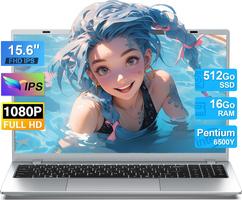 Portable-15.6" FHD-Intel Pentium® Gold 6500Y (Jusqu'à 3.4 GHz)-16Go RAM-512Go SSD-ordinateur Portable-Windows 11 Pro
