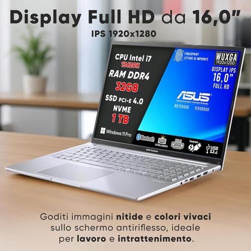 ASUS VivoBook i7 13620H, RAM DDR4 32 Go, SSD 1 To PCI-e 4.0, écran IPS WUXGA