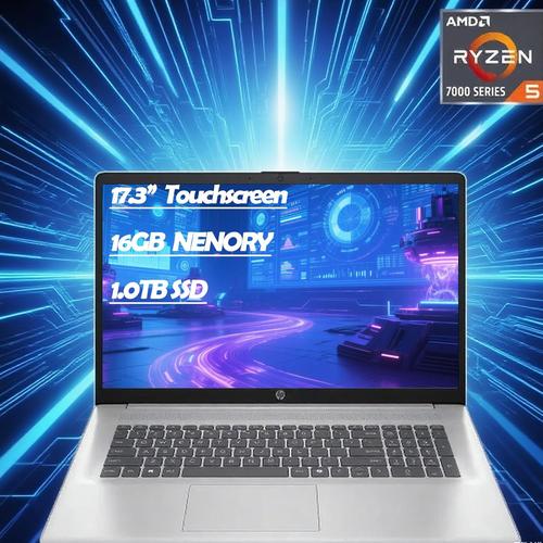HP 17.3" Écran pour Étudiants Ryzen 5 7430U Jusqu'à 4,3 GHz, Windows 11 Pro, Radeon Graphics, AI Copilot, Pavé Numérique, Charge Rapide avec Accessoires(64Go de RAM | 2To