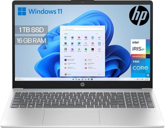 HP 15-fd0371ns 15.6" FHD (Intel Core i5-1334U, 16GB RAM, 1000GB SSD, Intel Iris Xe Graphics, No Operating System) Silver and Blue Spanish QWERTY Keyboard