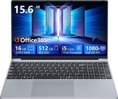 FUNYET i5-7Y54 Procesador 2 Cores hasta 3,2GHz 15.6 Pulgadas Gaming 16GB RAM 512GB SSD IPS 1920×1080 Win11 Pro Portatil, WiFi5, BT5.0, USB3.0, Type-C y Teclado Retroiluminado