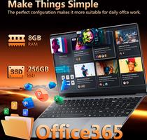 15.6 Pouces, Win 11 8Go RAM 256Go SSD, Core M3 6Y30 Processor, Clavier Rétroéclairé, fin et léger avec écran FHD Pivotant à 180° Mini-HDMI 2*USB3.0 WiFi5 BT4.2