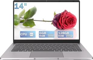 Celeron N4000 14 Inches (up to 2.6 GHz) , 6GB RAM 128GB SSD, W11 Pro Support WiFi, Bluetooth, USB 3.0 Mini HDMI, Student/Office