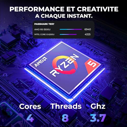 Energizer Energybook Pro – 15,6’’ FHD IPS, AMD Ryzen 5 3.7 Ghz, 8GoRAM Extensible, 256 SSD Nvme, Ryzen, Vega8, Longue autnomie 6000Mah, Windows 11, AZERTY (FR)