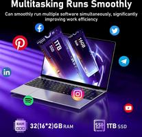 NAIKLULU 15,6 Pouces Gaming, Processeur i7 7600U (2,8 à 3,9 GHz), 16GB RAM 1TB SSD Computer Gamer 2026, Clavier Rétroéclairé, 5000mAh/38.5Wh