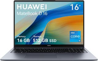 HUAWEI MateBook D 16 Ordinateurs, 16 Pouces FullView Eye Comfort Display, Processeur Intel® Core™ i5-12450H 12e génération, 8 Go +512 Go, 1,68 KG, Supercharge 65 W, Windows 11 Home