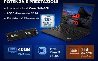Lenovo ThinkPad T480s Windows 10 Pro – Intel Core i7-8550U, 12 Go de RAM, 256 Go SSD, IPS FHD