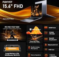 2026 Laptop, 15.6 Inch IPS FHD 1920×1080 Laptop, Core i5-7Y54 Portable Processor, 16 GB RAM, 512 GB SSD, Slim with Backlit Keyboard Notebook