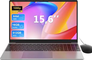 Monovate 15.6" 16 Go LPDDR4 512 Go SSD, Win11 N95 CPU, avec Clavier Rétroéclairé Déverrouillage Empreinte,PC 180°Flip IPS Écran 1080P, USB 3.0/BT4.2