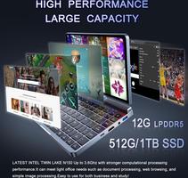 Mini 8" 2-en-1 Tactile, Win 11, N150 (3.6 GHz), 12 Go RAM 1 to SSD, Écran HD Rétroéclairé, Clavier Rétroéclairé, Wi-FI 6, USB-C, Ultra-Léger pour Travail/École/Maison