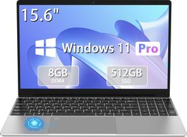 Hcjip 15.6 Inch Laptop, 8GB DDR4 512GB SSD Laptop, Quad Core Processor N5095 Laptop, 1080P FHD, 2.4/5G WiFi, Bluetooth, Mini HDMI, USB 3.0, Type C (Silver