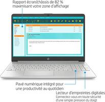 Hp 15s-fq4019ns 5A5P9EA 15.6 FHD Intel Core i5-1155G7 8Go RAM DDR4 512Go SSD Win 11 Home Argent