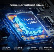 15,6 Pouces 2-en-1 Win 11, 16Go RAM 512Go SSD, avec Processeur Ryzen 3 3200U, Écran IPS FHD 360° Rotation, Graphiques Radeon, Léger avec RJ45 Type-C