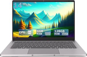 PINSTONE Celeron N4000 14 Inch Laptop, Computer Laptops 6GB RAM 128GB SSD, Laptops with 2.4G/5G WiFi, Bluetooth, Student Long Battery Life