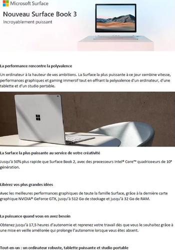 MICROSOFT Surface Book 3 13 I5 8Go 256 Reconditionné
