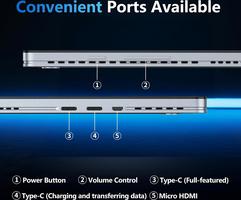 FUNYET 2 en 1, Processeur N100 16 Go RAM 1TO SSD Windows 11 14 Pouces, Clavier Bluetooth avec Rétroéclairage et Déverrouillage par Empreinte