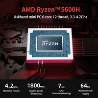 AskHand AMD Ryzen 5 5600H Mini (6C/12T, up to 4.2GHz), Mini Computer 16GB DDR4 RAM 512GB PCIe SSD, Office Micro Desktop Computer Support 4K Triple Screen, Casual Games