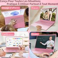 15,6 Pouces, Core i3-6100U Win11 Pro, 16 Go RAM, Clavier Rétroéclairé AZERTY, Lecteur d'Empreintes Digitales,PC Léger pour Étude et Bureau (Rose, 16G+256GB SSD)