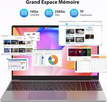 Monovate 15.6" 16 Go LPDDR4 512 Go SSD, Win11 N95 CPU, avec Clavier Rétroéclairé Déverrouillage Empreinte,PC 180°Flip IPS Écran 1080P, USB 3.0/BT4.2