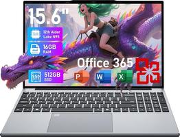 15.6 Pouces, Win 11 16 Go RAM 512 Go SSD Processeur N5095 carte graphique UHD, 1980*1080 IPS FHD Écran pavé numérique/clavier rétroéclairé/Touch ID, WiFi5/USB3.0