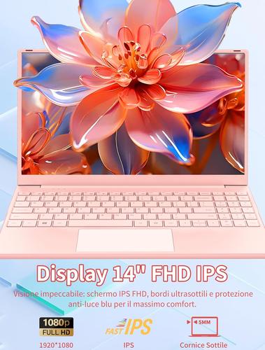 Amita de 14 pulgadas, rosa pastel con procesador N5095 (hasta 2,9 GHz), 16 GB RAM DDR4, 256 GB SSD NVMe, pantalla IPS FHD 1920 x 1080, batería 5000 mAh y botón físico privacidad webcam. (16