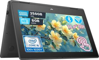 HP ProBook X360 11 G6 EE 2-in-1 Laptop, Intel Core 10th Gen i5-10210Y, 8GB RAM, 256GB SSD, 11.6-inch Touchscreen, QWERTY Keyboard, Win11 Pro (Refurbished)