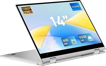 Ordinateur Portable 2-en-1 FUNYET - Core I7-1265U, 16 Go RAM, 512 Go SSD, écran Tactile 14 Pouces 360° - Windows 11 - 9