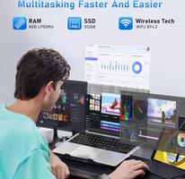 Breloom de 15.6 Pulgadas para Negocios, con Procesador Celeron N4500, 6GB de RAM DDR4, 128GB SSD, Pantalla FHD 1920x1080, Wi-Fi 5, BT5.0 y Teclado QWERTY (5205U, 8GB+512GB)