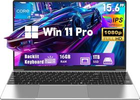 NAIKLULU 15,6 Pouces Gaming, Processeur i7 7600U (2,8 à 3,9 GHz), 16GB RAM 1TB SSD Computer Gamer 2026, Clavier Rétroéclairé, 5000mAh/38.5Wh