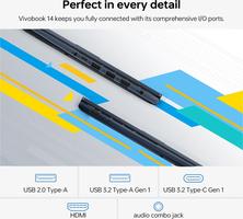 ASUS Vivobook 14" FHD | Intel Core i3-1215U | Intel Iris Xe Graphics | HDMI | Blue | 8GB RAM | 128GB SSD | Windows 11 S | Bundle with USB 3.0 Hub