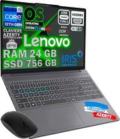 Lenovo IDEAPAD Intel i5-13420H 10 Coeurs 4.9Ghz, RAM 24Go DDR5, SSD 756Go, 15,6 FULLHD, WiFi6E, Empreinte Digitale, So français Pro, déjà configuré, Clavier rétroéclairé AZERTY, Mouse