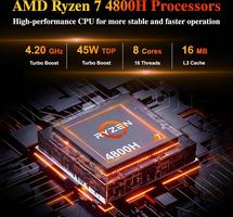DREAMFYRE 15.6" 16Go DDR4 512Go SSD, Portátil Ryzen 7 4800H CPU, Computer avec écran FHD 1080P, WiFi5, Bluetooth5.0, USB3.0, Webcam, Touch ID