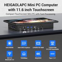 Mini Computer Mini Computer Desktop N5095 Win 11 with 11.6 Inch Touch Screen, 8GB RAM, 128GB eMMC, Dual Screen Output 4K HDMI and Type-C, Dual RS232