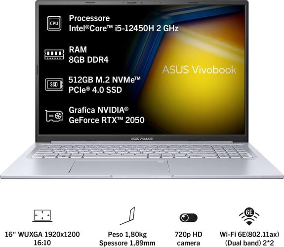 Asus Vivobook 16X K3605ZF #B0C9QCRQJM Notebook en Aluminium, Moniteur WUXGA