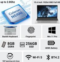 Breloom 15.6" Laptop, Business with 5205U Processor, 8GB RAM, 128GB SSD, Dual USB 3.0, 1920x1080 FHD Display, Wi-Fi 5, Backlit Keyboard and Fingerprint