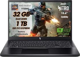 acer Nitro V15 Gaming, Notebook Gaming AMD RYZEN7 7735HS, 32 Go RAM DDR5, SSD 1 To, écran FHD IPS 165 Hz, NVIDIA GeForce RTX 4050 (6 Go GDDR6), clavier rétroéclairé, Gaming