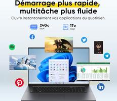 18.5" 24 Go de RAM, SSD 1 to, processeur Double cœur m3-8100Y jusqu'à 3,4 GHz, HDMI, RJ45, Grand écran, Win 11, Le télétravail, Le multitâche et Le Divertissement